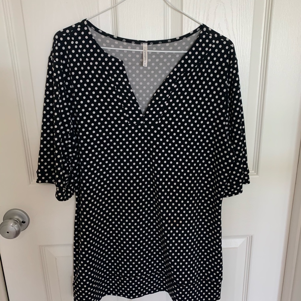Passports black white polkadot 3/4 sleeve L